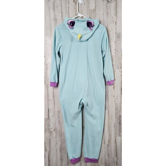 Cat & Jack Unicorn Pajama Onesie Blue Large 10-12 - Picture 5 of 9